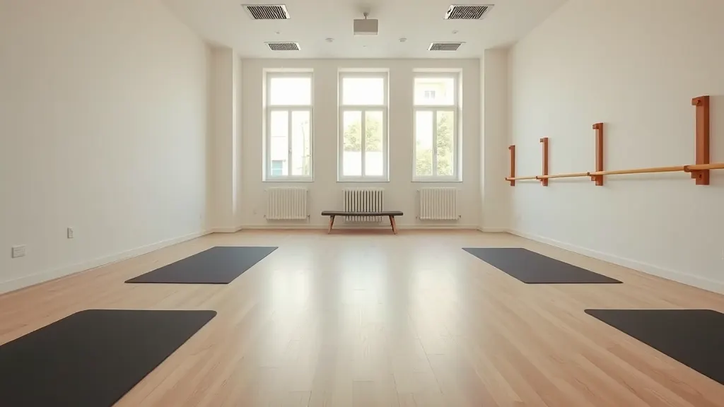 La sala de suelo del centro, con las colchonetas y las barras al fondo